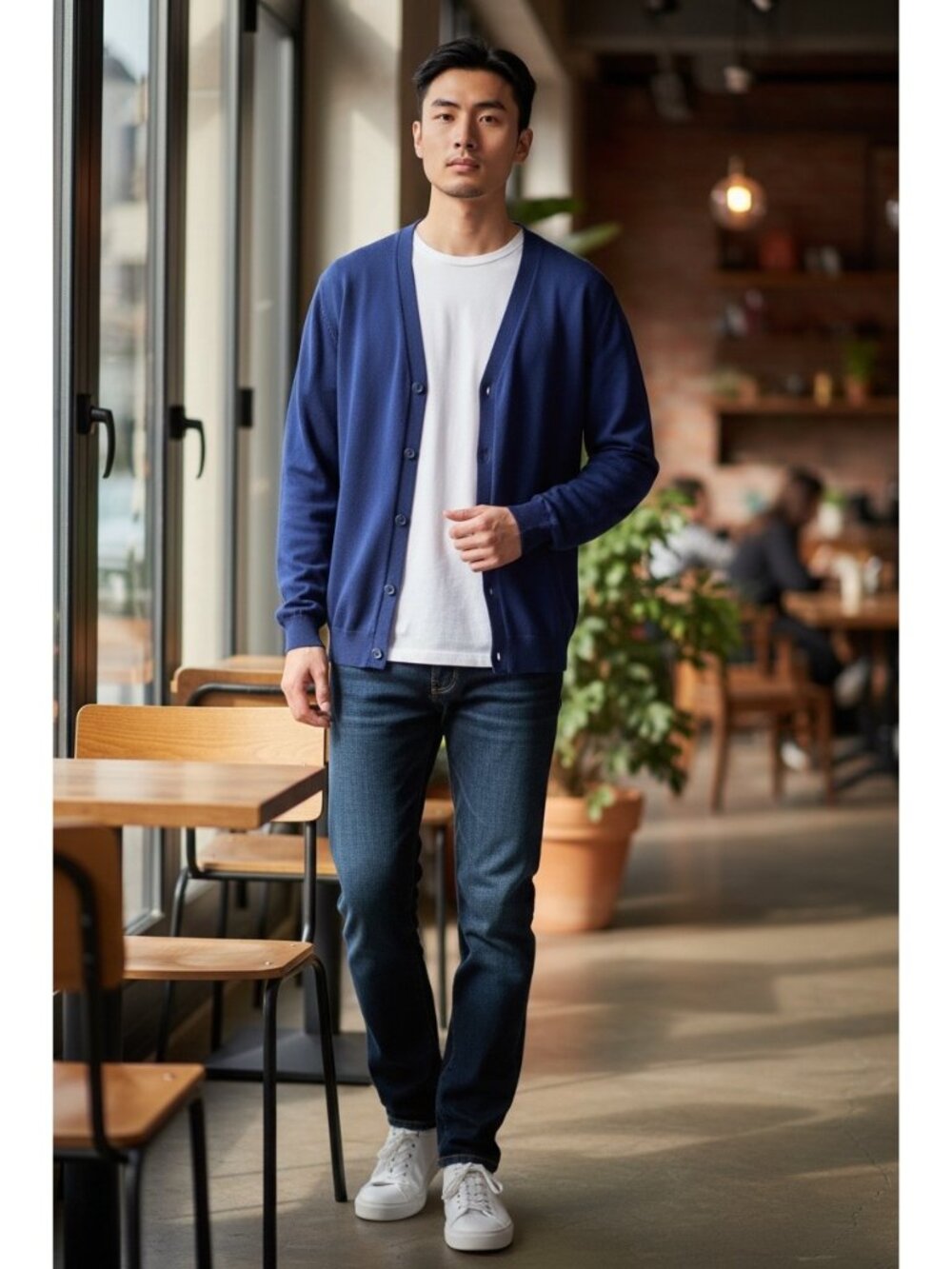 Club Room Mens Classic Cardigan Navy Blue Size L Preppy Academia Spring Casual